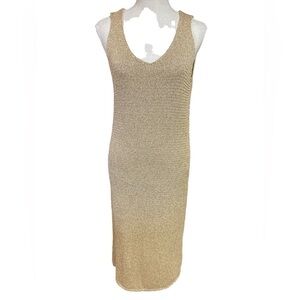 Yunika Gold Glitter Sleeveless V-Neck 
Evening Dress or Swim Cover Italy S/M NWT